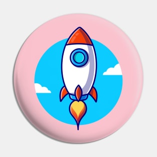 Rocket Launching Cartoon Pin