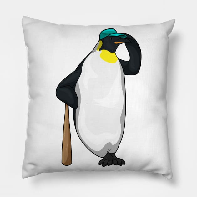 Penguin Baseball Baseball bat Pillow by Markus Schnabel