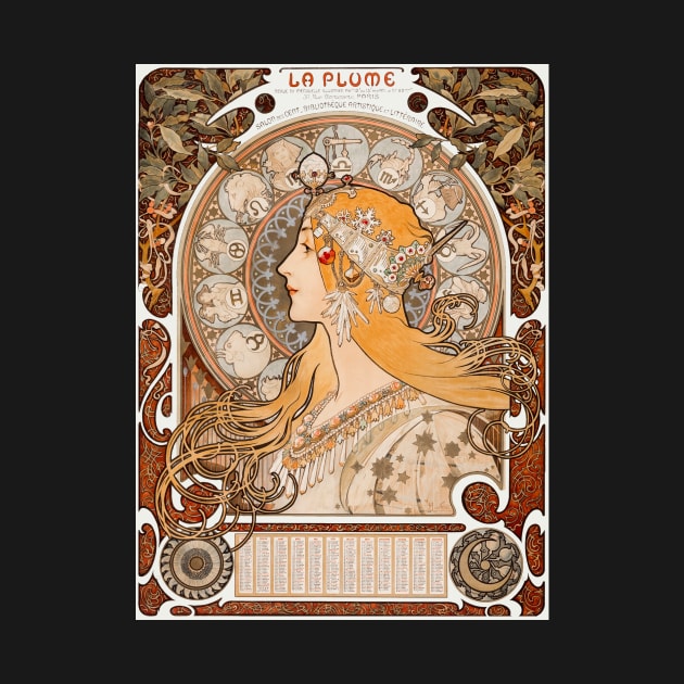 Alphonse Maria Mucha's Zodiaque or La Plume (ca. 1896–1897) by RosMir