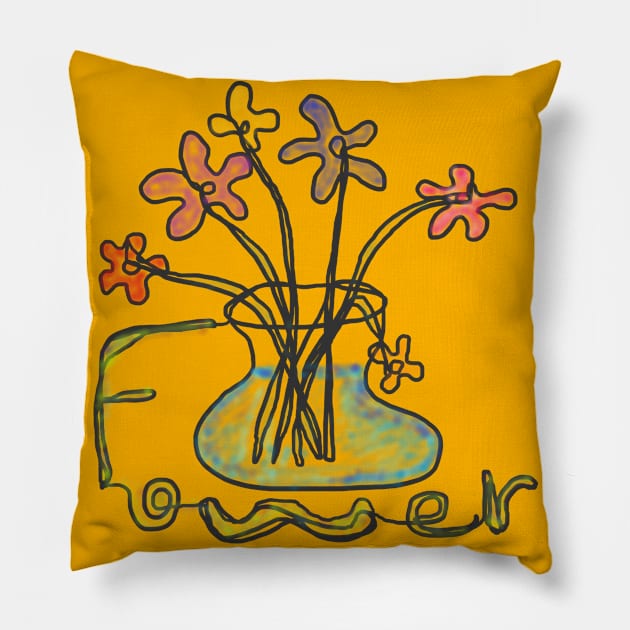 flowers, one line drawing Pillow by zzzozzo