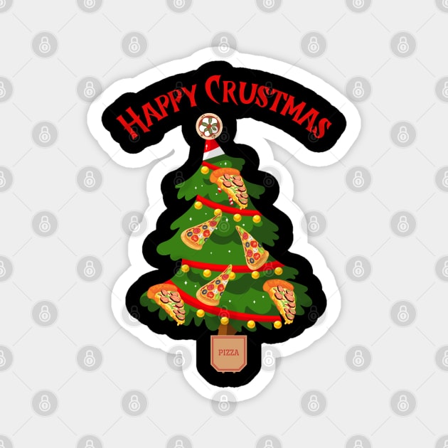 Christmas - Happy Crustmas, Christmas pizza, Family matching T-shirt, pjama Magnet by DigillusionStudio