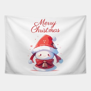 Merry Christmas red bell with ribbon Tapestry