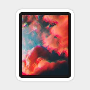 Glitched candy pink clouds Magnet