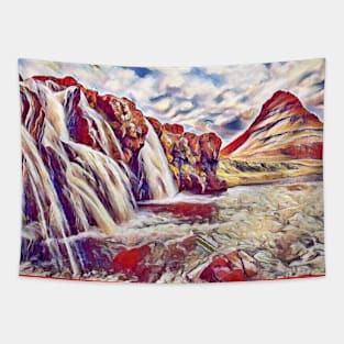 Red rock waterfall Tapestry