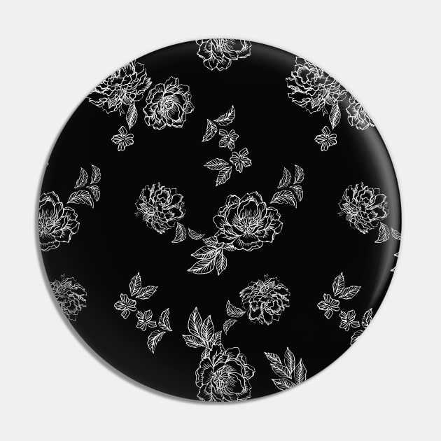 Peony Flowers Pattern Pin by VeRaWoNg