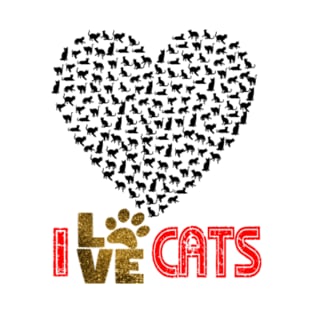 I Love Cats - I Love Kittens - Cat Lover T-Shirt Tee Shirt T-Shirt