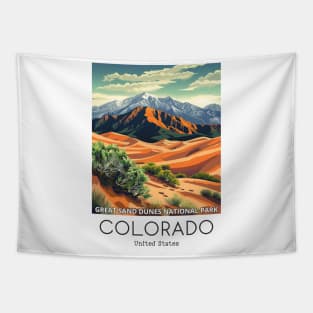 A Vintage Travel Illustration of the Great Sand Dunes National Park - Colorado - US Tapestry