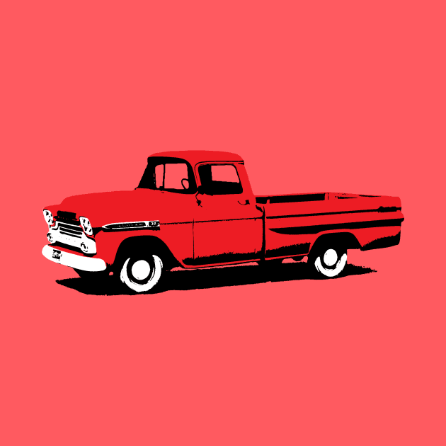 Red Pickup Truck by Wright Art