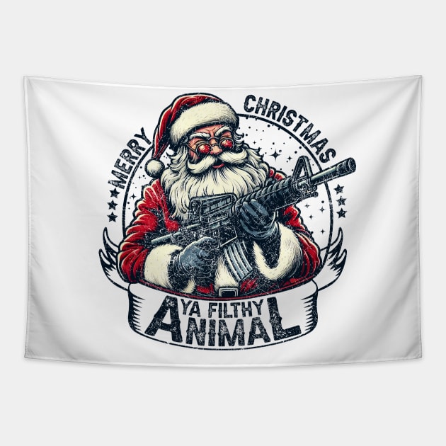 Funny Merry Christmas Ya Filthy Animal ,Christmas shirt ,Winter sign ,Holiday quote ,Retro Christmas cut file Tapestry by Nichole Joan Fransis Pringle