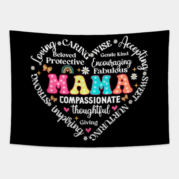 Retro Mama Grandma Auntie, Nana, Blessed Mom, Mom Life, Mother's Day Tapestry by artbyGreen