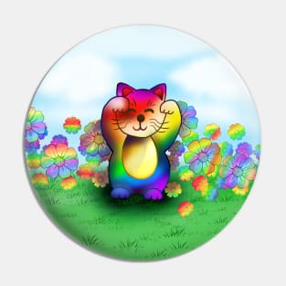 Cute rainbow lucky cat Pin