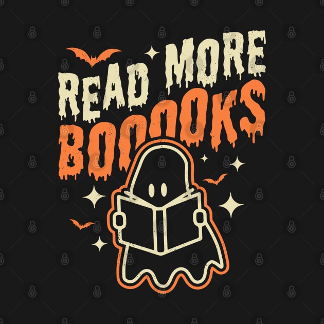 Read More Books Halloween Cute Ghost Boo Librarian Teacher by OrangeMonkeyArt