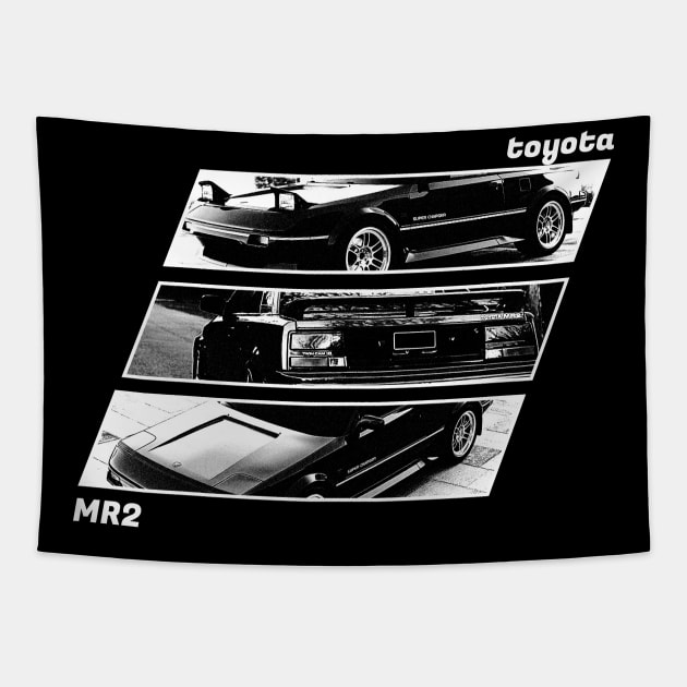 TOYOTA MR2 MK1 Black 'N White Archive 2 (Black Version) Tapestry by Cero