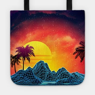 80s aesthetic retro futuristic beach design Tote