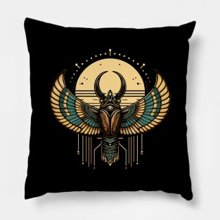 Minimal Egyptian Scarab Beetle Hieroglyphic Occult Esoteric Pillow