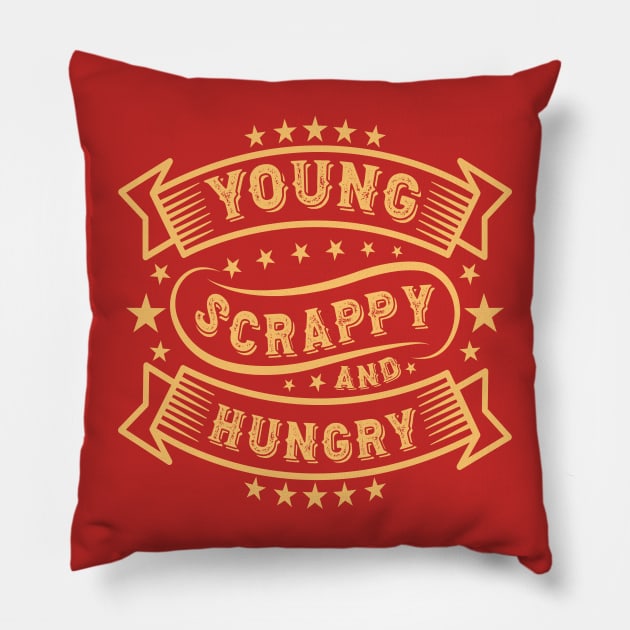 Young Scrappy and Hungry USA 4th of July Pillow by Estrytee