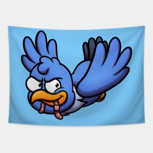 Flying Blue Bird With Worm In Mouth Tapestry