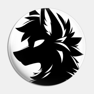 Simple Anthro Furry Wolf Silhouette Pin