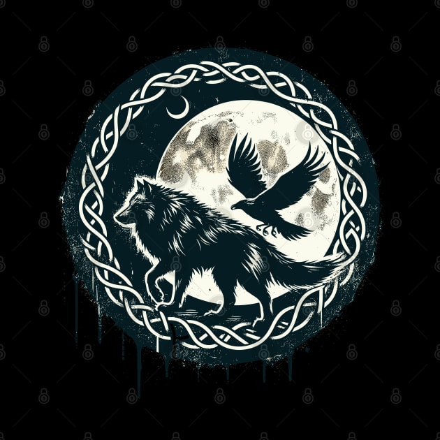 Wolf and Raven Celtic by TomFrontierArt