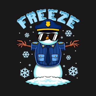 Freeze Police Snowman Hilarious Christmas Police Officer T-Shirt