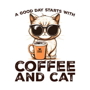 A Good Day Starts With Coffee and Cat Cat Lovers Coffee Lovers Gift Idea T-Shirt