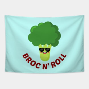 BROC N' ROLL - Cute Broccoli Pun Tapestry