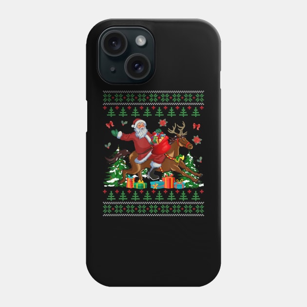 Christmas Horse Santa Riding Horse Sweater Phone Case by Mitsue Kersting