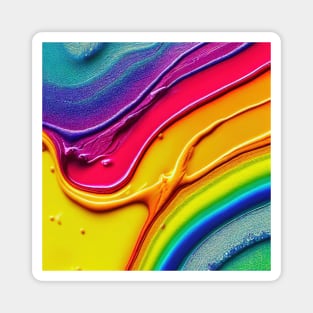 Liquid Colors Flowing Infinitely - Heavy Texture Swirling Thick Wet Paint - Abstract Inspirational Rainbow Drips Magnet