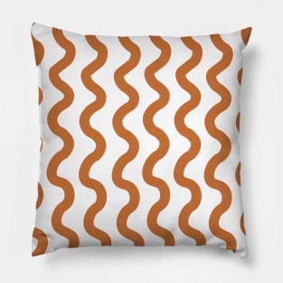 Brown vertical wavy curly lines pattern Pillow