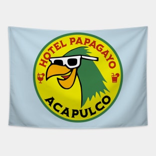 Hotel Papagayo Acapulco Mexico - Vintage Travel Sticker - Vintage Luggage Label Parrot Hotel Mexico Tapestry