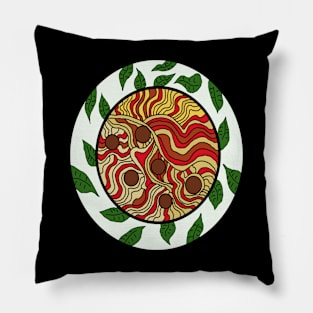 spaghetti and meatballs with leaves Pillow