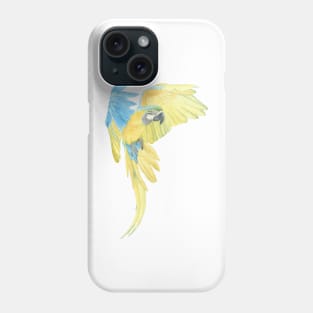 blue and gold macaw - watercolor parrot portrait Phone Case