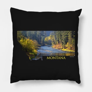 Montana- A River Flows through Autumn Pillow