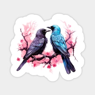 Valentine Kissing Raven Bird Couple Magnet