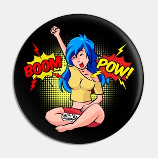 Girl Gamer Comic Book Video Gaming Pin