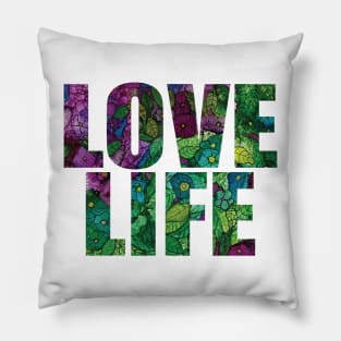 Word Art LOVE LIFE from original alcohol ink painting Pillow