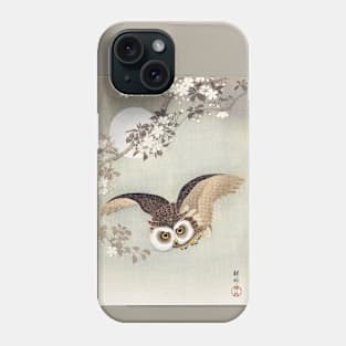 Scops Owl in flight, with cherry blossoms Phone Case