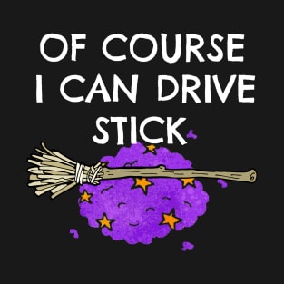 Of Course I Can Drive Stick Funny Witch Brromstick Halloween Clothing T-Shirt