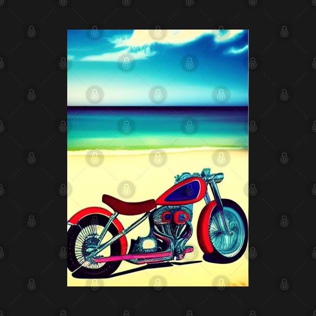 COOL RETRO MOTORCYCLE ON THE BEACH by sailorsam1805