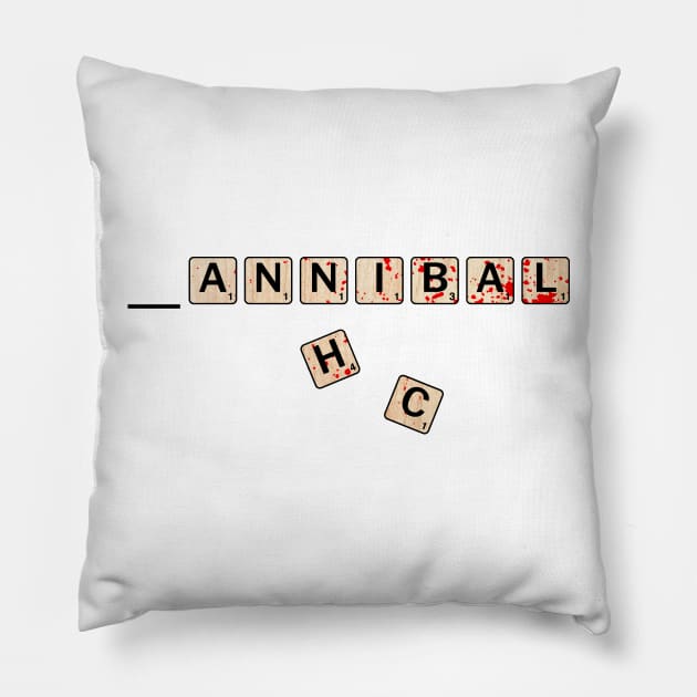 cannibal scrabble Pillow by ciciyu