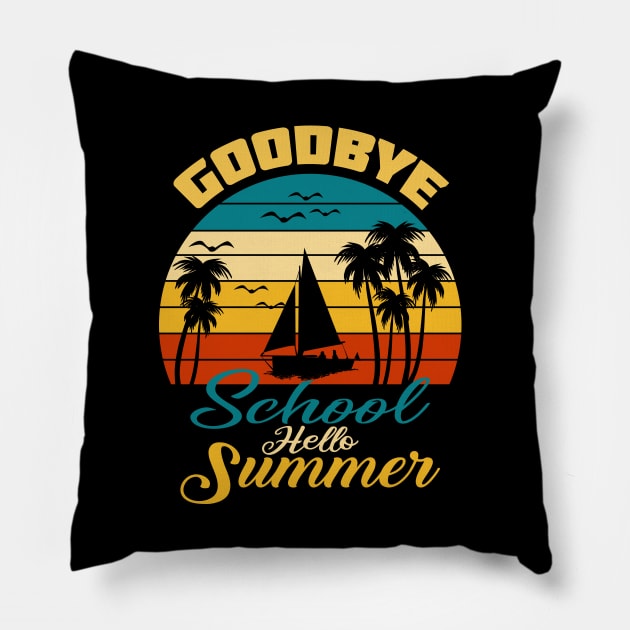 Goodbye School Hello Summer Retro Pillow by UranusArts