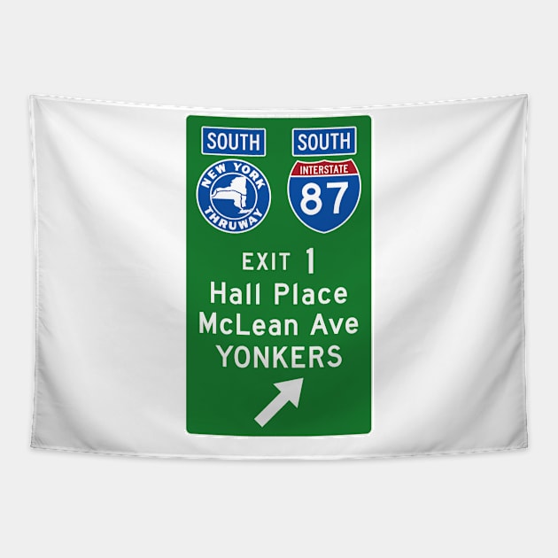 New York Thruway Southbound Exit 1: Hall Place McLean Ave Yonkers Tapestry by MotiviTees