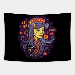 Plastic Macaroni Boho Trippy Hippy Saman Tapestry