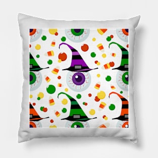 Eyes with hat in candyland on white Pillow