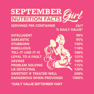 September Girl Nutrition Facts Servings Per Container T-Shirt