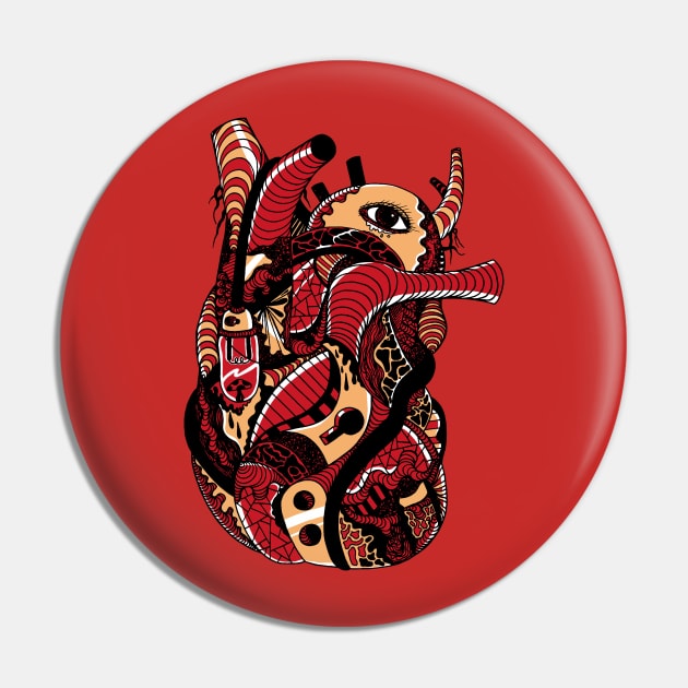 Red and Cream Light Heart Pin by kenallouis