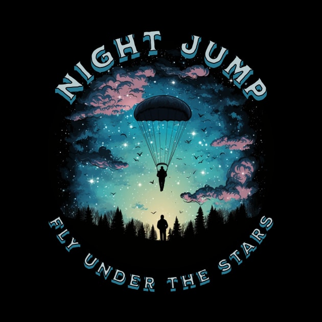 Night jump - Fly under the stars, skydiving, by New Day Prints