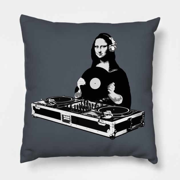 DJ Mona Lisa Pillow by robotface