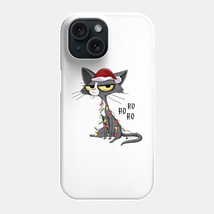 Grumpy Christmas cat Santa hat Phone Case