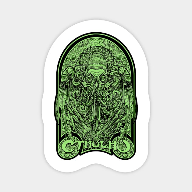 God Cthulhu Green (Alt Print) Magnet by Miskatonic Designs